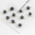DIY glass ball pendants with black stone filling and golden hooks for jewelry making - Black Crystal Glass Ball Pendant / Width 15mm x Length 21mm