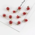 Red glass ball charm with gold loop for DIY handmade jewelry necklace components - Red Crystal Glass Ball Pendant / Width 15mm x Length 21mm