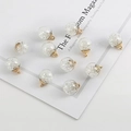 DIY colorful star sequin crystal glass ball pendants with golden metal loops - White Crystal Glass Ball Pendant / Width 15mm x Length 21mm