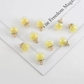 Transparent glass star charm with bright yellow stone filler and gold metal loop hook - Lemon Yellow Crystal Glass Ball Pendant / Width 15mm x Length 21mm