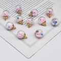 DIY glass ball charms with macaron color bead filling and gold metal hooks - Colorful Crystal Glass Ball Pendant / Width 15mm x Length 21mm
