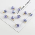 DIY glass ball pendant with purple star sequins and golden metal ring connector - Deep Purple Star Sequin Glass Ball Pendant / Width 15mm x Length 21mm