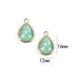 Water drop opal pendant with gold frame for DIY earrings, 16mm x 12mm size - 2 Pcs/Set / Light Green