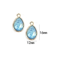 Light blue teardrop opal pendant with gold frame and 16mm x 12mm size markers - 2 Pcs/Set / Light Blue