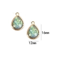 Green and yellow aurora teardrop pendant in gold alloy frame for DIY jewelry, 16x12mm - 2 Pcs/Set / Gray