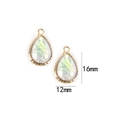 Golden teardrop charms with iridescent clouds effect, size 16x12mm for DIY jewelry - 2 Pcs/Set / White