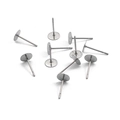 Polierte silberne Edelstahl-Ohrstecker mit flachem Kopf für DIY-Schmuckherstellung - 6x12mm / Silber