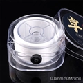 0,8 mm klare elastische Kristallperlenschnur, 50 Meter Rolle in transparenter Box - Kurzer Stil (FXT031) / Weiß