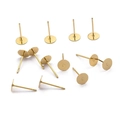 Goldene Ohrstecker aus Edelstahl mit flacher Basis für die DIY Schmuckherstellung - 6x12mm / Gold
