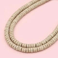 Double-layer necklace with cream colored porous volcanic stone beads in flat disc shape - 2x4mm Hole Approx 1mm 40cm Per Strand / Beige Approx 185 Pieces