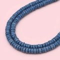 Flat round grey blue lava stone beads with porous texture for DIY jewelry making - 2x4mm Hole Approx 1mm 40cm Per Strand / Peacock Blue Approx 185 Pieces