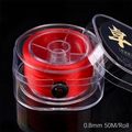 Rote 0,8 mm flache elastische Kristallschnur für DIY Schmuck, 50 m Spule in Klarsichtdose - Kurzer Stil (FXT031) / Rot