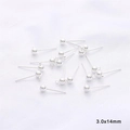DIY jewelry parts 925 silver plated ball stud earrings with loop in 3.0x14mm size - 3.0x14mm / 1 Pair/Pack / Silver