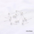 Silver 4x15mm ball stud earring with loop for DIY jewelry making accessories - 4.0x15mm / 1 Pair/Pack / Silver