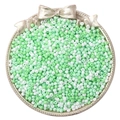 Mixed mint green and white glass seed beads for DIY jewelry in a gold tray - Cyan Green Series