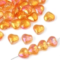 Perline di vetro cuore pesca arancio cangiante con rivestimento AB aurora per DIY - 10x10mm (20 Pezzi/Confezione) / Mandarino Affascinante