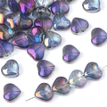 Perline di cristallo di vetro a cuore viola cangiante per gioielli fatti a mano - 10x10mm (20 Pezzi/Confezione) / Sfumatura Multicolore Tipo A
