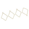 Set of four 14K gold plated hollow rhombus pendants with twisted texture for jewelry DIY - Diamond Textured Style (20x30)