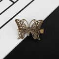 Barrette papillon vintage en bronze avec détails filigranes et pince à bec de canard - Pince Bec de Canard Papillon Bronze Antique / 1pc/paquet