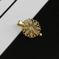 Barrette à cheveux vintage en laiton doré avec une plaque ronde décorative filigrane - Plume de Paon (Or)