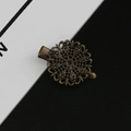 Barrette à cheveux vintage en laiton avec motif rond ajouré et finition bronze antique - Pince Bec de Canard Plume de Paon Bronze Antique / 1pc/paquet
