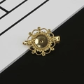 Pince à cheveux bec de canard en laiton doré avec base fleur filigrane pour DIY - Tournesol (Or) / Diamètre Intérieur 12mm