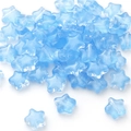 Sky blue star glass beads for DIY jewelry making with transparent finish and center hole - 10 Pieces/Pack (8mm) / Transparent Dark Blue