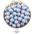 Pastel blue acrylic heart beads with pink patterns for handmade jewelry and DIY crafts - 14mm (4 Pieces/Pack) / Blue