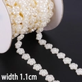 Ivory white flower pearl chain roll with five-petal design and 1.1cm width for DIY - Flower Style / 1.1cm Wide x 1.5m/Pack