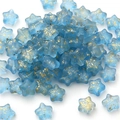 Frosted light blue star glass beads with gold glitter for DIY jewelry and hairpins - 10 Pieces/Pack (8mm) / Frosted Electroplated Dark Blue