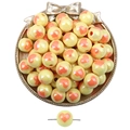 Creamy yellow acrylic heart beads with orange pattern for DIY jewelry making and crafts - Yellow