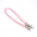 Pink waxed cord necklace string with silver lobster clasp and extension chain for DIY - Pink