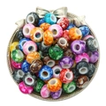 Acrylic large hole beads with colorful marble pattern for DIY jewelry making - Wheel Shape / 15x9mm OD (6mm Hole / 34g Pack) / Multicolor