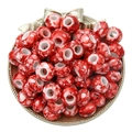 Red and white marble pattern acrylic beads with large holes for DIY jewelry making - Wheel Shape / 15x9mm OD (6mm Hole / 34g Pack) / Red