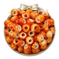 DIY acrylic beads with orange and yellow marble pattern for bracelet making - Wheel Shape / 15x9mm OD (6mm Hole / 34g Pack) / Orange