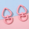 Pink heart-shaped zinc alloy spring clasp with rotating D-ring for DIY keychains - Pink