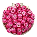 Flat round acrylic beads in rose red with marble pattern for DIY jewelry making - Wheel Shape / 15x9mm OD (6mm Hole / 34g Pack) / Rose Red