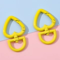 Bright yellow heart-shaped alloy spring clasp with rotating D-ring for DIY crafts - Yellow