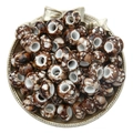 Artistic marble patterned acrylic beads with large holes in a vintage gold display tray - Wheel Shape / 15x9mm OD (6mm Hole / 34g Pack) / Dark Coffee