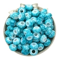 Blue marble-patterned acrylic large hole beads for DIY jewelry and necklaces - Wheel Shape / 15x9mm OD (6mm Hole / 34g Pack) / Lake Blue