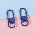 Pair of deep blue lacquered metal snap hooks with 360-degree swivel ring for DIY - Sapphire Blue