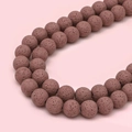 Deep pink natural lava rock beads for DIY jewelry with porous texture and round shape - 4mm / Pink