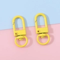 Pair of bright yellow spray-painted alloy U-shaped spring buckles for DIY keychains - Yellow