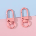 Set of two pink painted alloy spring lobster clasps for DIY keychains and bags - Pink