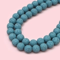 Deep sky blue natural lava stone round beads with porous texture for DIY jewelry making - 4mm / Light Blue