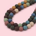 Multi-color natural lava rock round beads with porous texture for DIY jewelry making - Random Mixed Colors