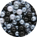 8mm round ABS faux pearls in black silver and white for DIY jewelry making - 8mm, Approx. 100 Pcs/Pack / Black, White and Gray 3-Color Mix