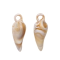 Marbled beige acrylic cone charms with metal rings for jewelry making - Wolf Tooth Style / 18 Pieces (12x30mm) / Light Coffee