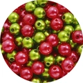 8mm red and green polished ABS faux pearl beads with holes for DIY jewelry making - 8mm, Approx. 100 Pcs/Pack / Olive Green and Red 2-Color Mix