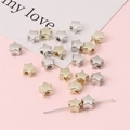 Star-shaped CCB loose beads in silver and pale gold for DIY jewelry making - Five-Pointed Star (9x9mm) / 30 Pcs/Pack / White Gold